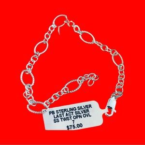 Sterling Silver Twist Open Oval 7.0”Bracelet .925